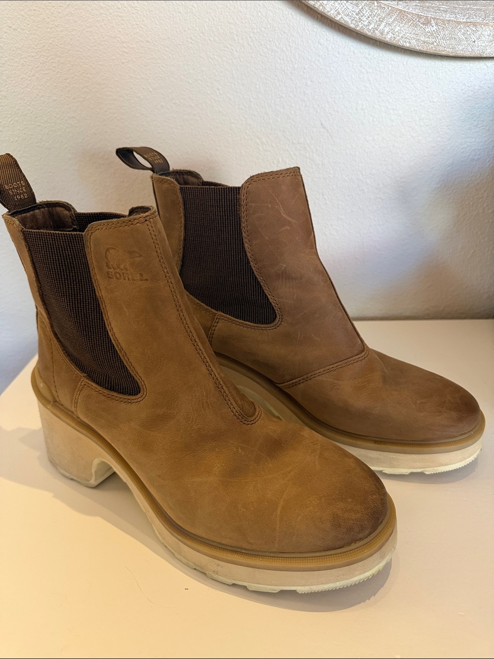 Sorel Tan Leather Chelsea Booties